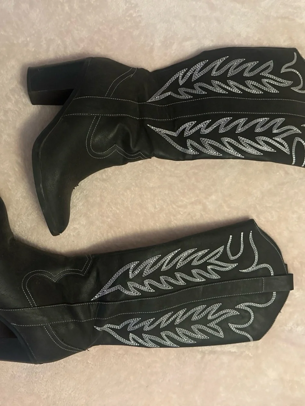 Black Embellished Over-the-Knee Western Boots for Women